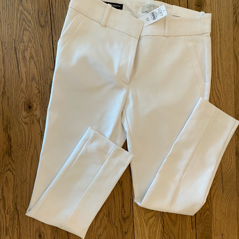 LOFT ankle length white pants
